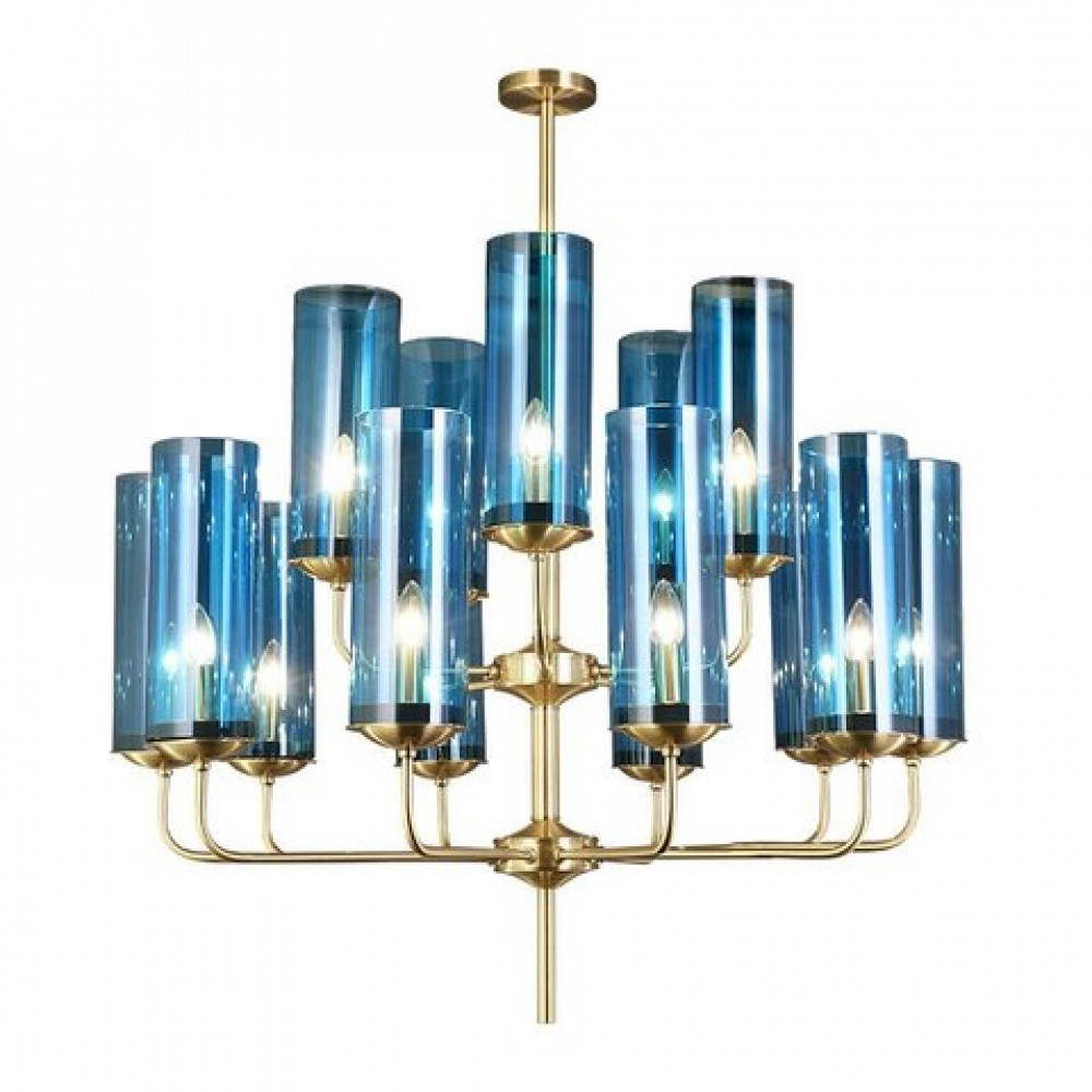 Люстра Glass Tube Chandelier 15 синий  DE18736