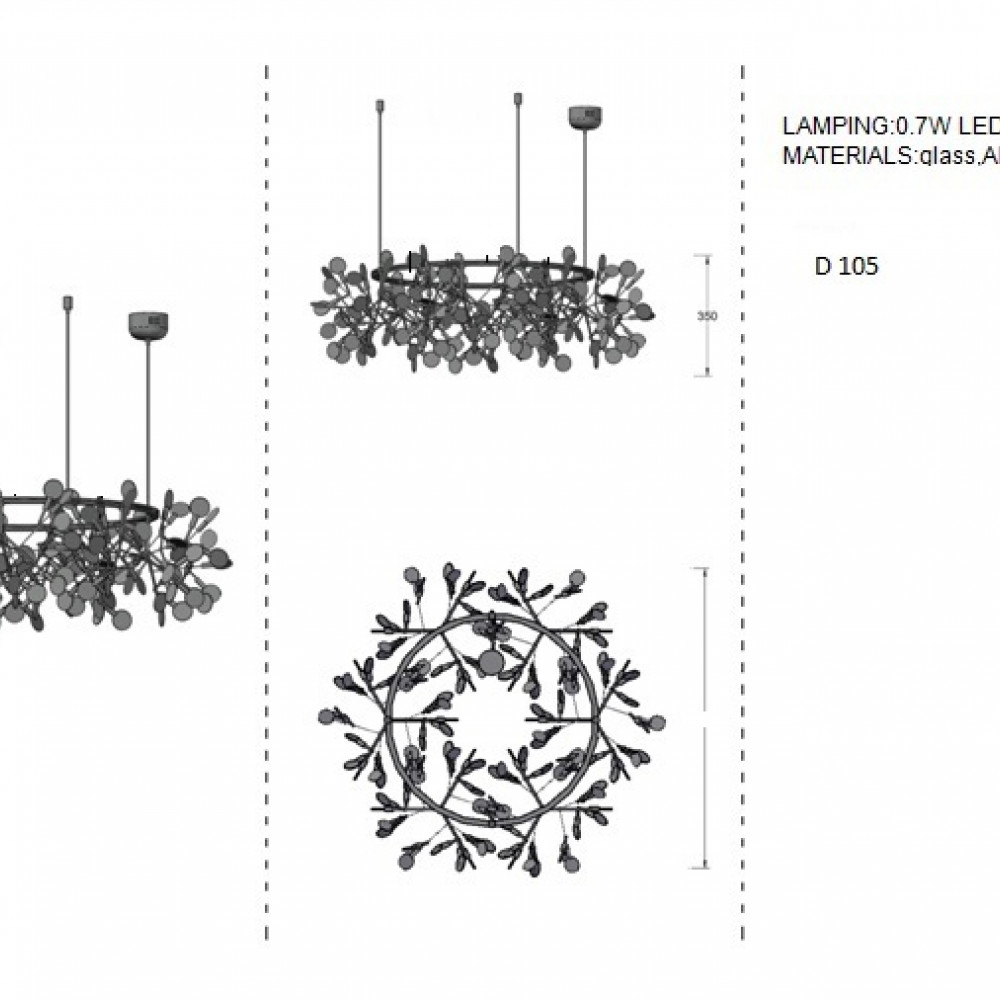 Люстра Heracleum the Big O D150 216 x 0,7Вт серебряный DE12176