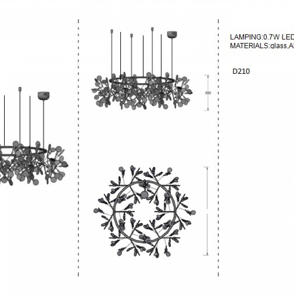 Люстра Heracleum the Big O D125 162 x 0,7Вт серебряный DE17495